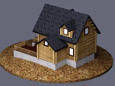 Log House - 3D Model - LowPoly Low-poly 3D model