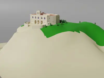 Sanctuary on a rock 3D model