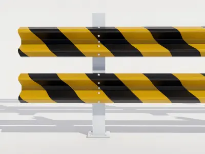 road fence kit  3D model Low-poly 3D model