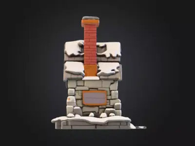 Winter Cottage Low-poly 3D model