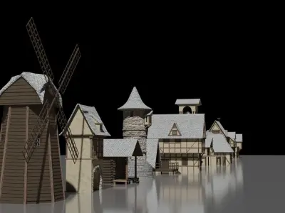 Medieval Village Bundle 01 Low-poly 3D model