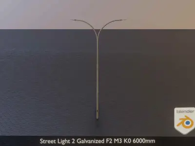 Street Light 2 Galvanized F2 M3 K0 6000mm Low-poly 3D model
