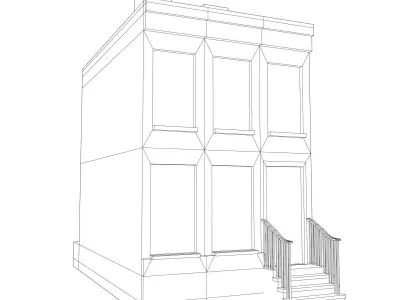 Townhouse brick house Free low-poly 3D model
