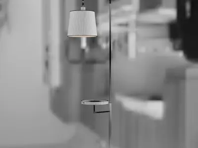 Scandinavian style floor lamp with table and USB charging 3D model