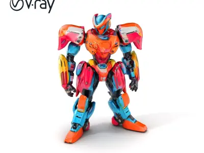 Vibrant Humanoid Combat Robot model pack Low-poly 3D model