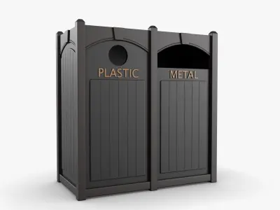 Trash Can 02 Low-poly 3D model