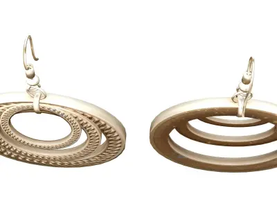 Ring in Rings Metal Earrings Low-poly 3D model