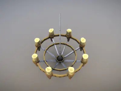 Chandelier wooden in sky Low-poly 3D model