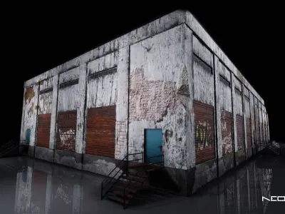 Destroyed Warehouse Low-poly 3D model