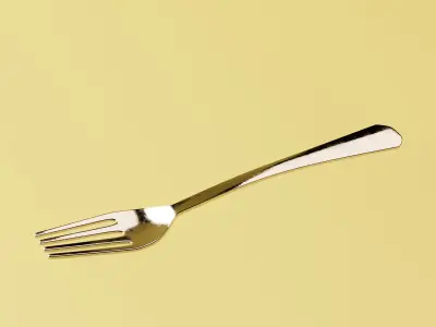 Chocolate Cake with Plate and Fork Free 3D model