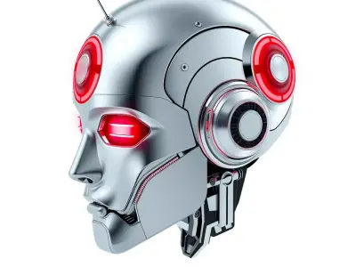 Futuristic Robot Head 3D Model Low-poly 3D model