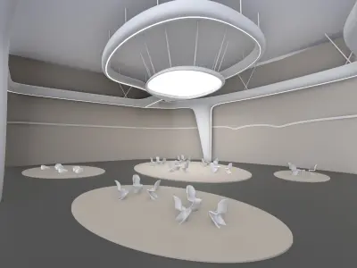 Futuristic Exbition Conference hall Interior 3D model