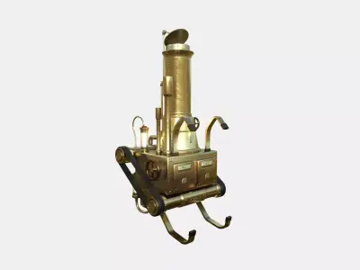 Steampunk Backpack 04 Golden - Character Design Fashion Low-poly 3D model