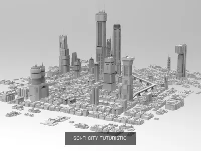 SCI-FI Futuristic Buildings Collection 45 models 3D Model Pack