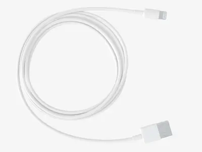 White lightning to USB cable 3D model