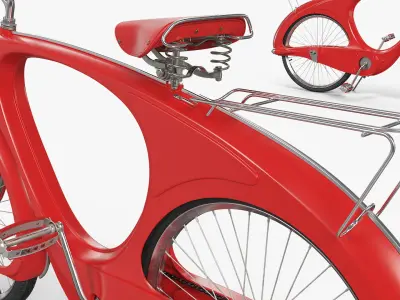  Collectible Retro Cruiser Bicycle Red Rigged for Cinema 4D 