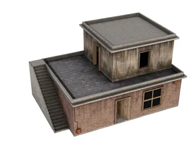 Old Building House for Game  Low-poly 3D model