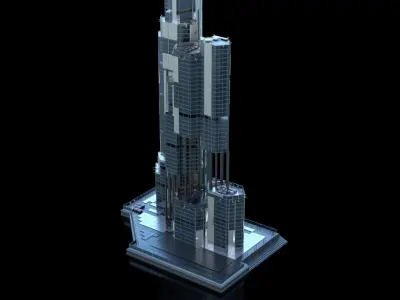 Futuristic Future Modern City Building Skyscraper 07 3D model