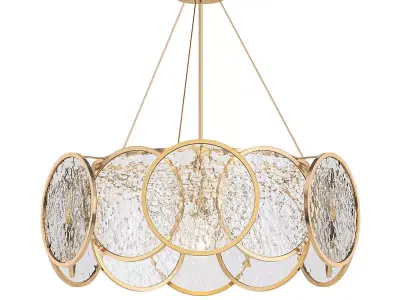 Oliveri chandelier with circular glass shades in gold and brass 3D model