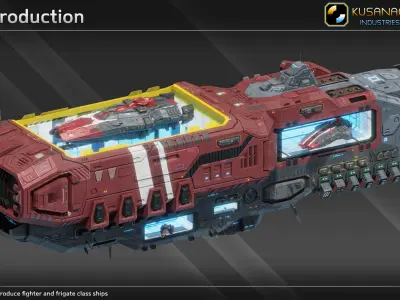 Scifi Mobile Shipyard Class III Low-poly 3D model