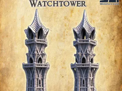 Elven Watchtower Tabletop Terrain 28 MM 3D print model
