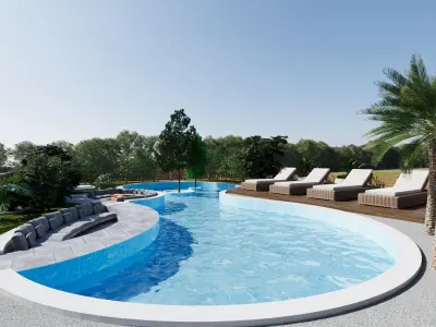 Poolside Sanctuary garden 3d model 3D model