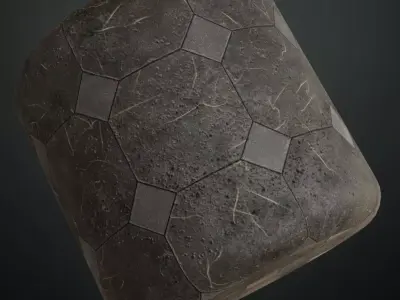 Industrial Scratched Octagon Stone Tiles PBR Seamless Texture