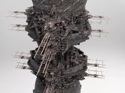 Mega Sci-Fi city Prison ship 2  Low-poly 3D model