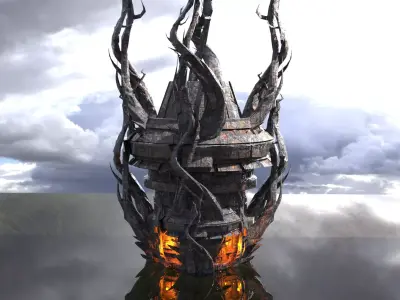 Dark Cthulhu Gravity Tower Low-poly 3D model