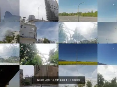 Street Light 12 with pole 1 3D Model Pack