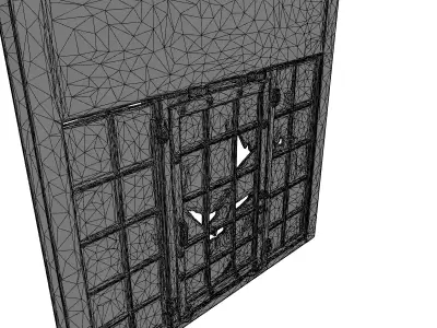 Rusted Industrial Broken Window Frame Low-poly 3D model