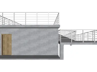 Gallery Building with Terrace and Bathrooms 3D model