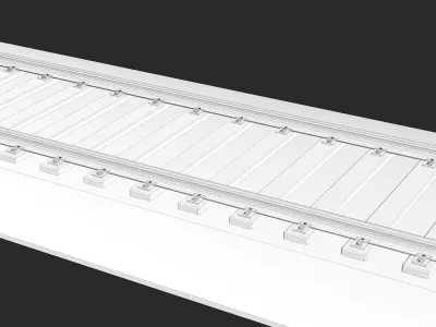 Railroad train track with flowers 3D model