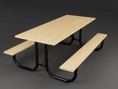 Picnic Table 3D Model Old weathered and new light colored wood 3D model