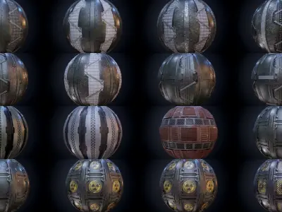 64 Sci-fi Military Seamless PBR Textures Collection 01 Texture