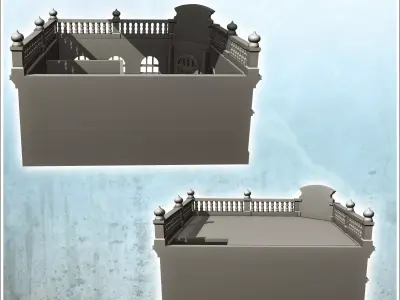 European bar with balustraded roof and baroque ornaments 4 - Mod 3D print model