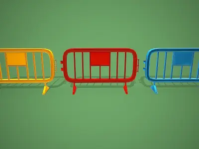 PLASTIC CONSTRUCTION FENCE CARTOON STYLIZED Low-poly 3D model