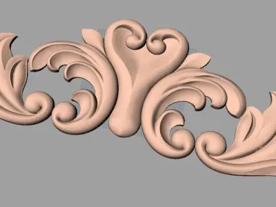 Door design 3D relief model STL format file for CNC carving E697 3D model