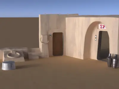 Set 1 Cantina main Entrance Outside 1-18 scale Hasbro Kenner 3D Model Pack