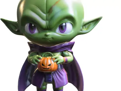 Chibi Alien Trick or Treat  Halloween Sci-Fi 3D model