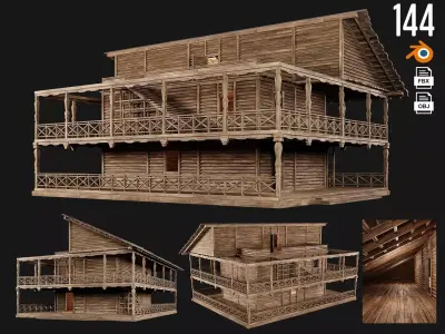 Old Wooden House 4K Textures GameReady 144 Low-poly 3D model