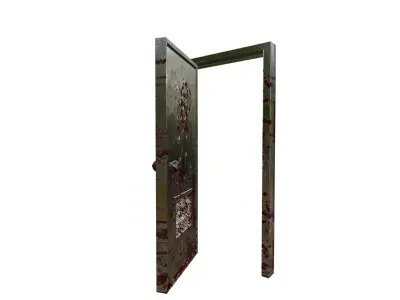 Bullet Damaged Bloody Metal Door 3D model