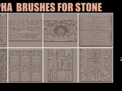 40 Real Alpha Stone Brushes- Stone Brushes-Vol 05 Texture