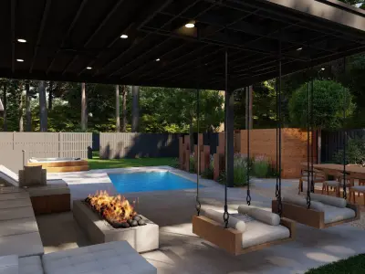 3D Exterior Scene 3D model design garden and landscape 3D model get