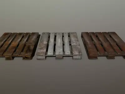 pallet three wooden pallets Low-poly 3D model