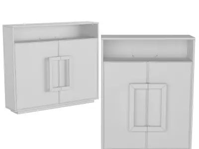 Homary-White Shoe Storage Cabinet 3D model