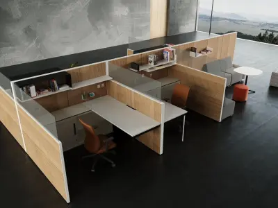 Modern Office Table and Chair Set 3D Model Scene set2 3D model