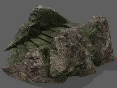 Stairs set of made out of rocks Low-poly 3D model buy