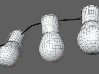 lightup three light bulbs on string 3D model