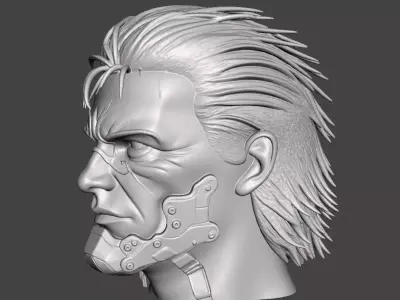 Futuristic Cybernetic Soldier Bust  High-Poly Tactical Cyborg 3D print model